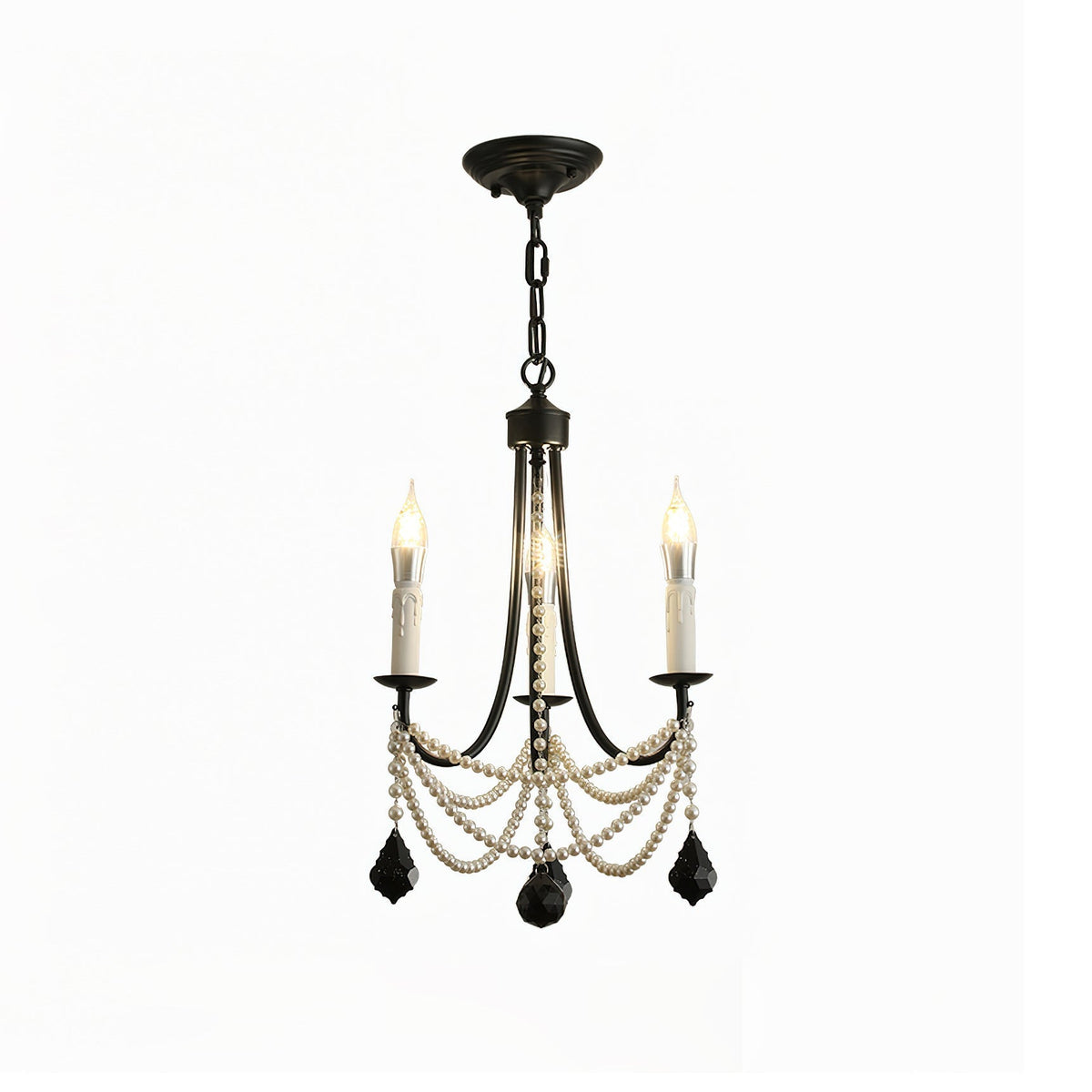 Rococo Chandelier Style Bougie Cristal Noir Pendentif - Neutralighting