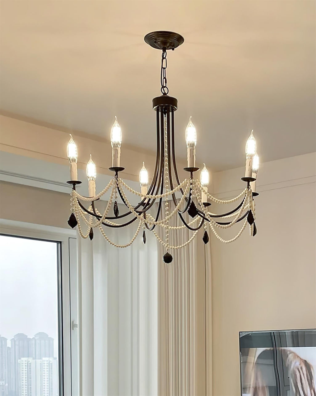 Rococo Chandelier Style Bougie Cristal Noir Pendentif - Neutralighting