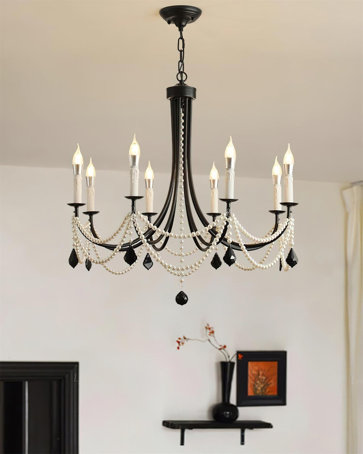 Rococo Chandelier Style Bougie Cristal Noir Pendentif - Neutralighting