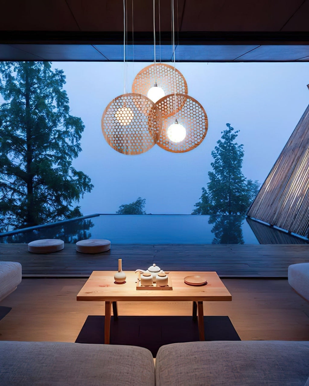 Aurora Chandelier Wooden Plate - Neutralighting