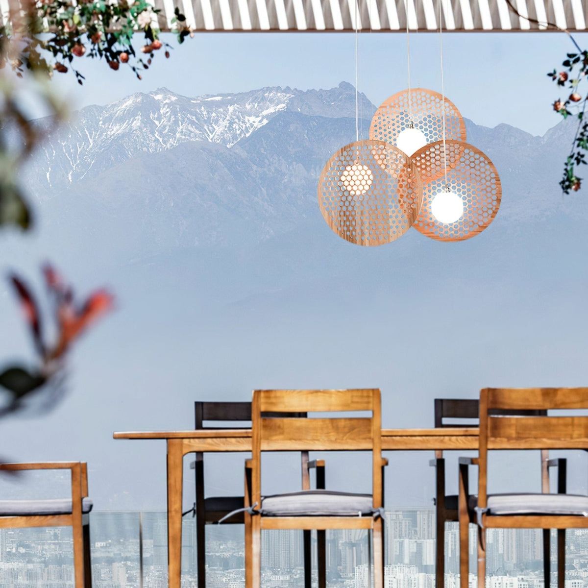 Aurora Chandelier Wooden Plate - Neutralighting