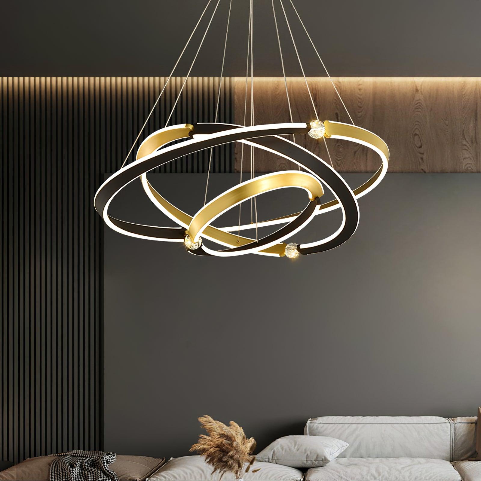 Lustra Chandelier Cristal Noir Or Salle à Manger LED - Neutralighting