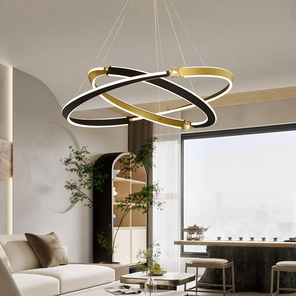 Lustra Chandelier Cristal Noir Or Salle à Manger LED - Neutralighting