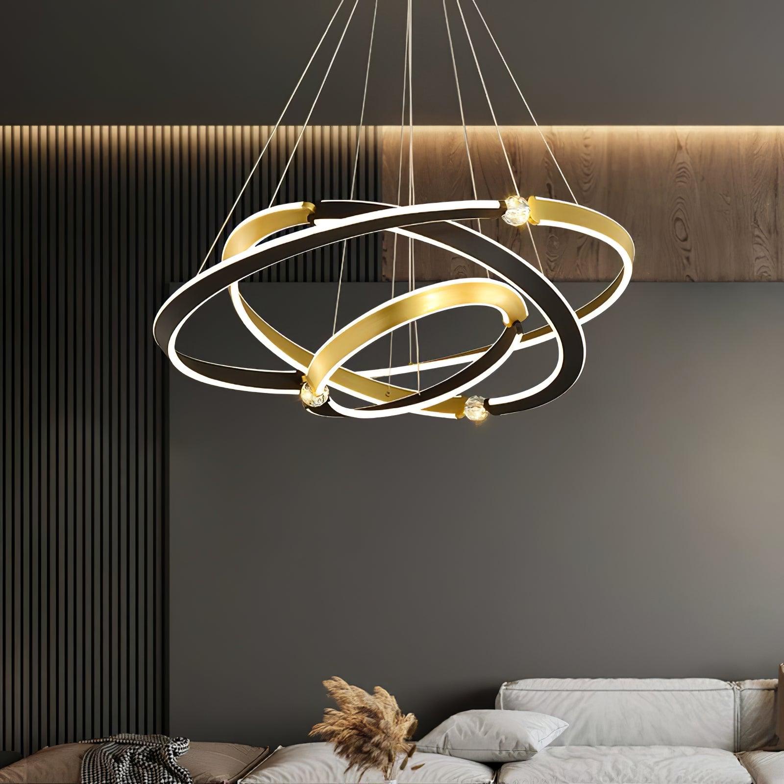 Lustra Chandelier Cristal Noir Or Salle à Manger LED - Neutralighting