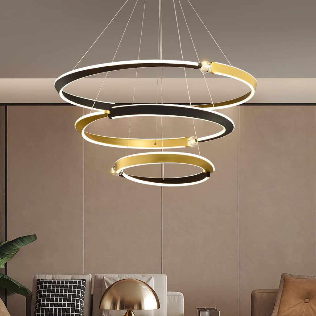 Lustra Chandelier Cristal Noir Or Salle à Manger LED - Neutralighting