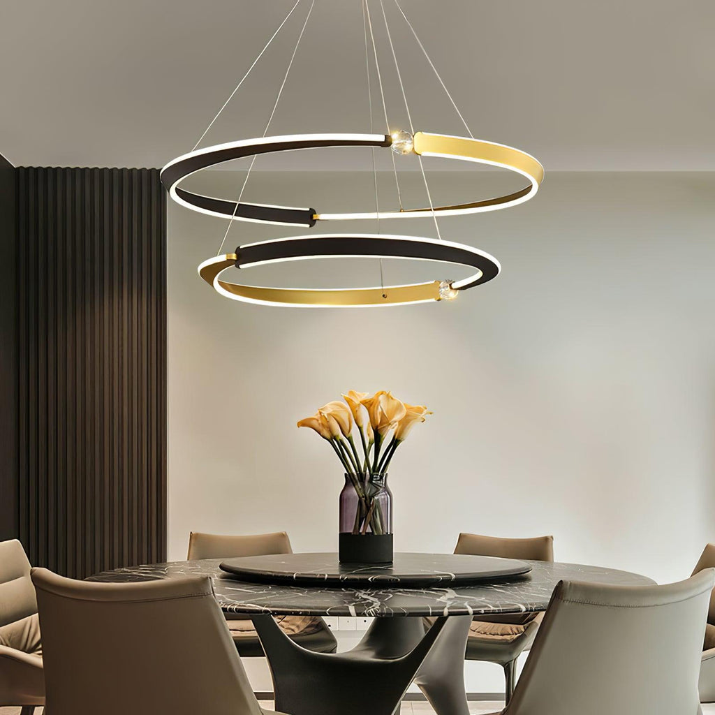 Lustra Chandelier Cristal Noir Or Salle à Manger LED - Neutralighting