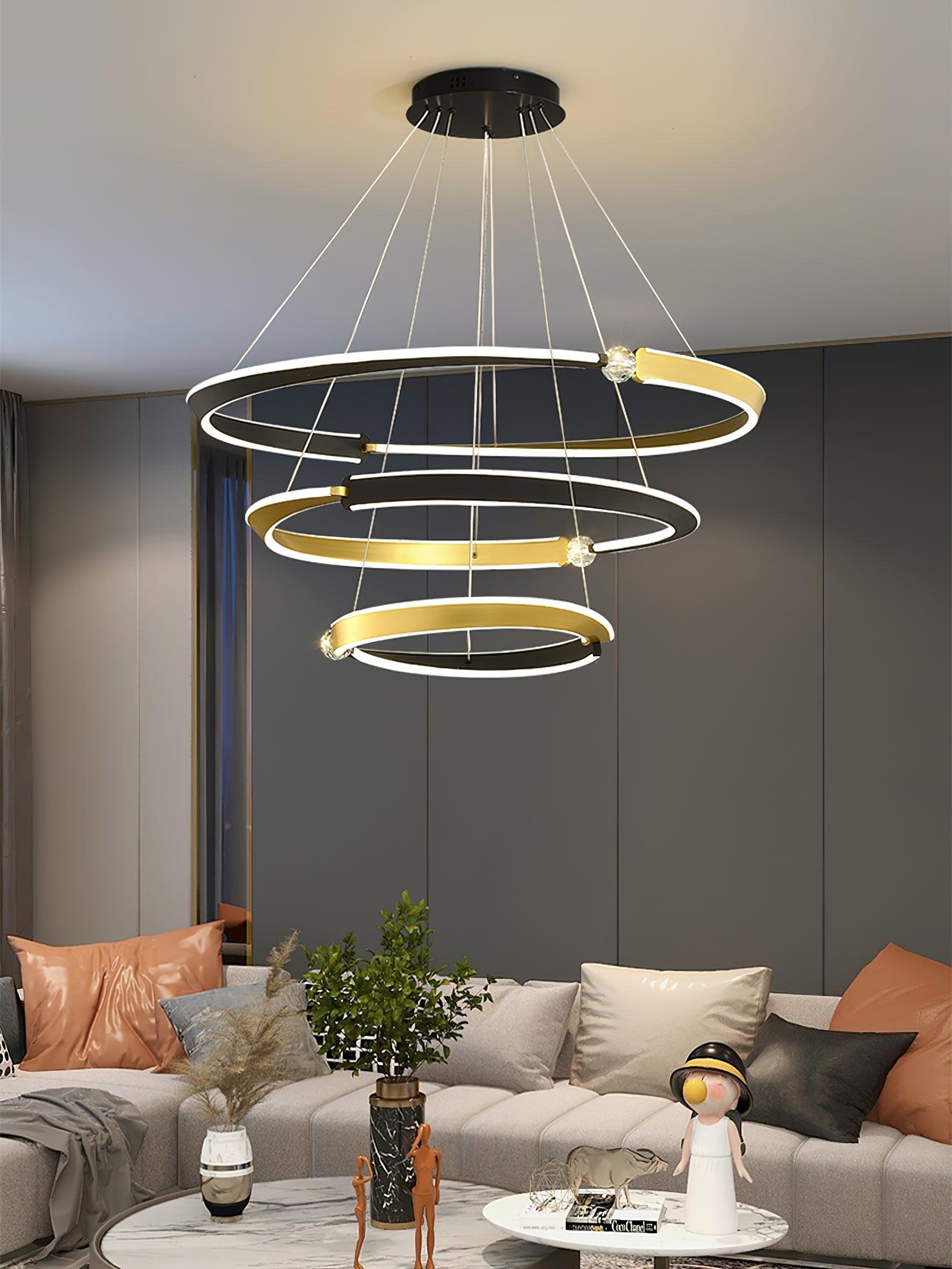 Lustra Chandelier Cristal Noir Or Salle à Manger LED - Neutralighting