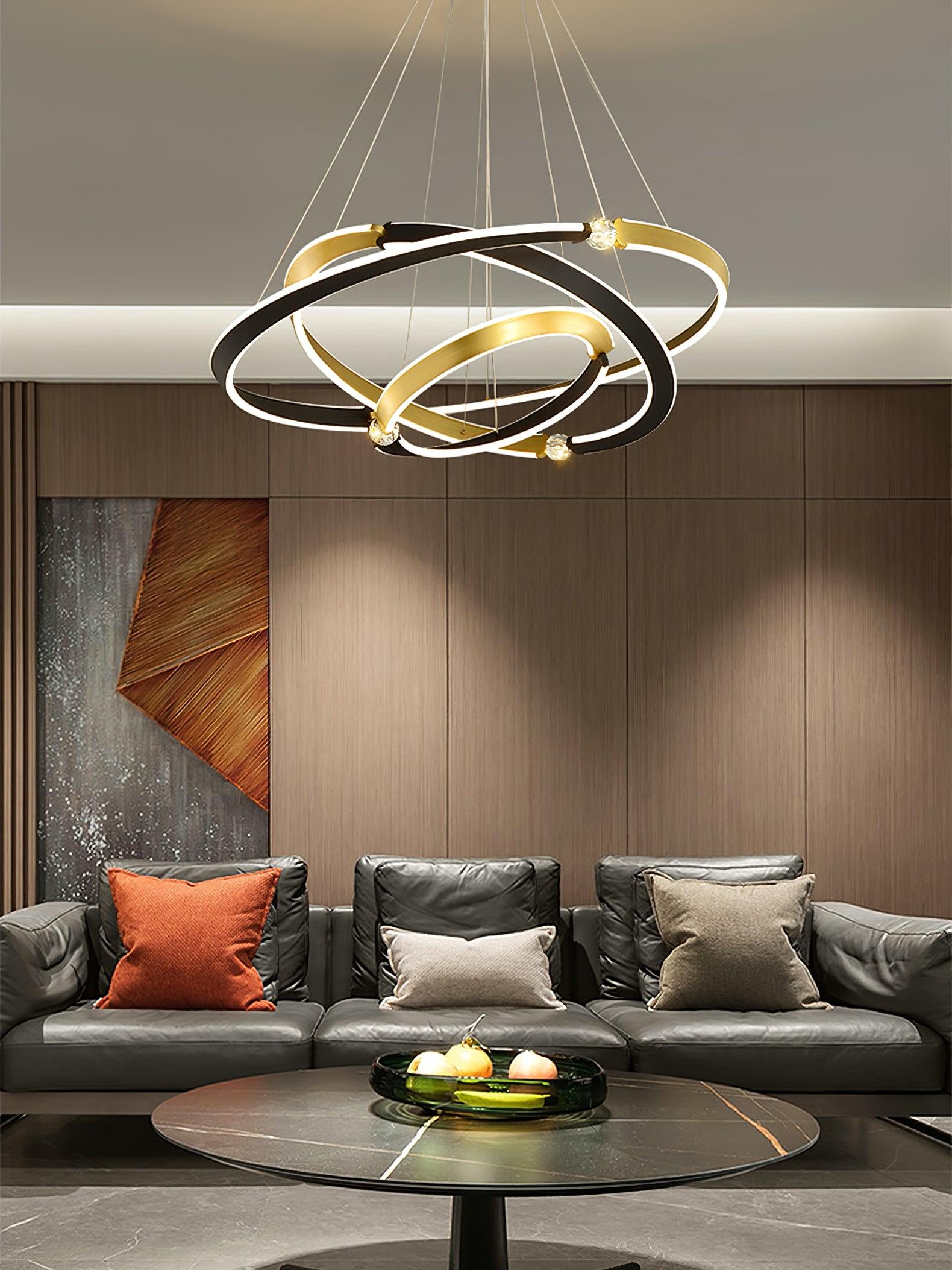 Lustra Chandelier Cristal Noir Or Salle à Manger LED - Neutralighting