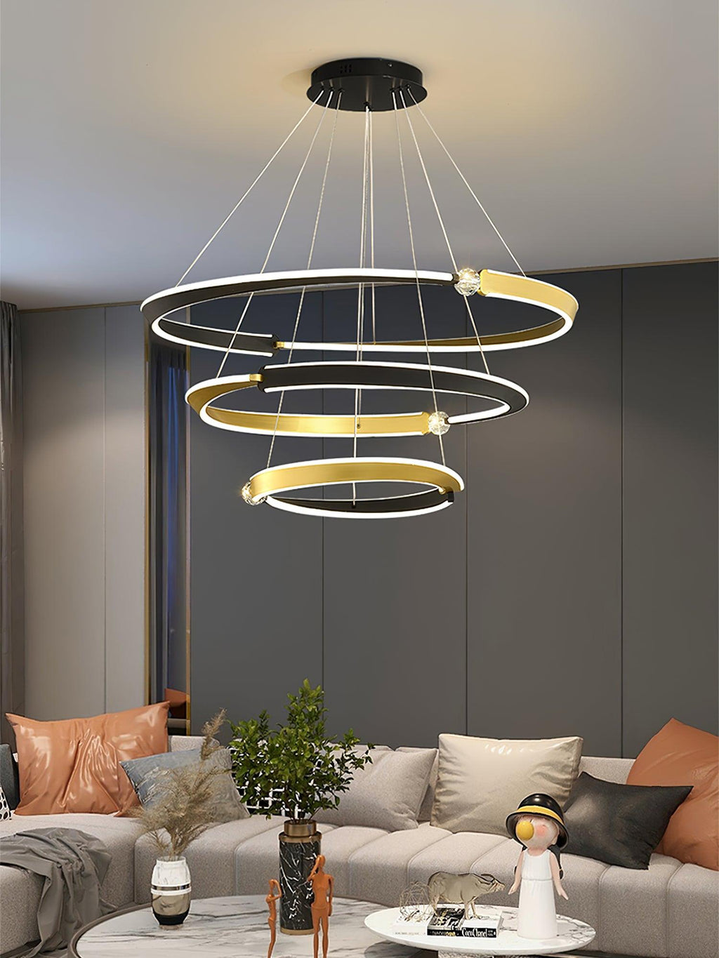 Lustra Chandelier Cristal Noir Or Salle à Manger LED - Neutralighting