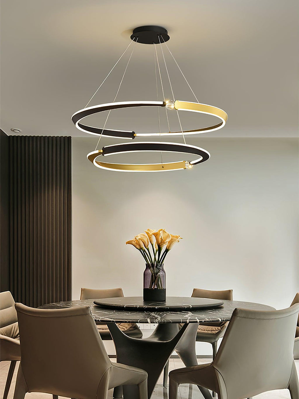 Lustra Chandelier Cristal Noir Or Salle à Manger LED - Neutralighting