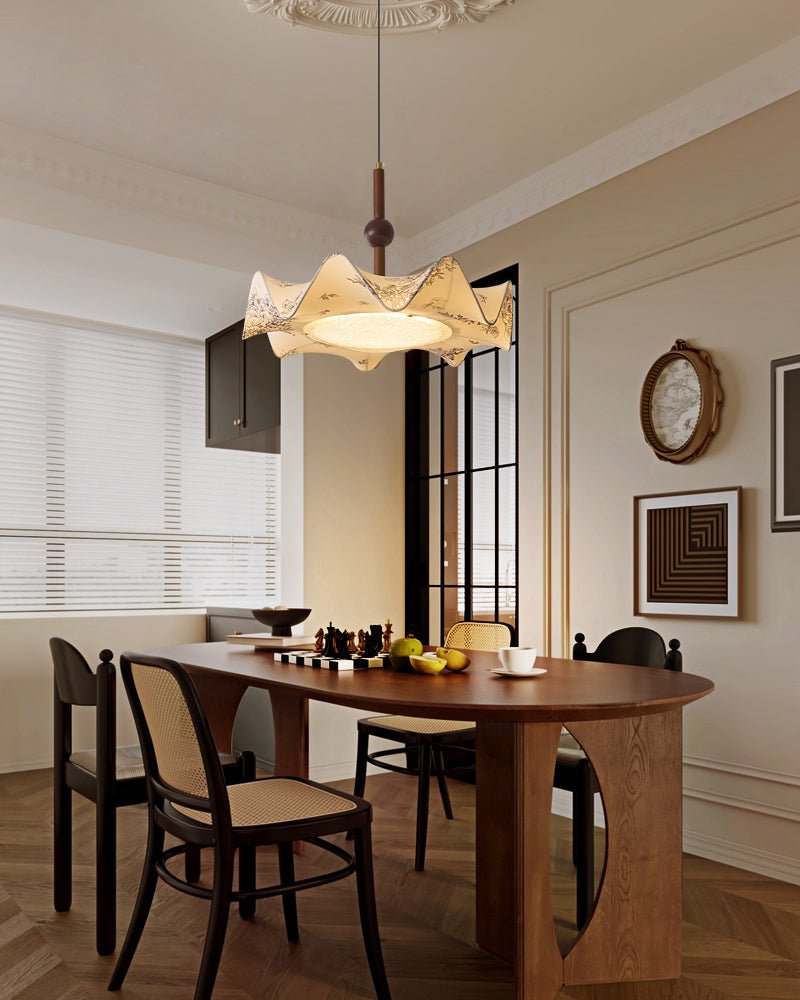 Zoshaos Suspension en Tissu Vintage et Bois Élégant - Neutralighting