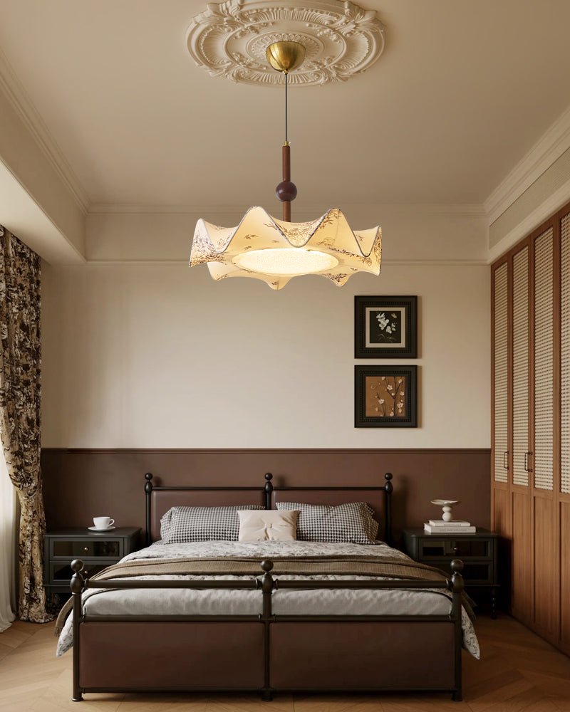 Zoshaos Suspension en Tissu Vintage et Bois Élégant - Neutralighting