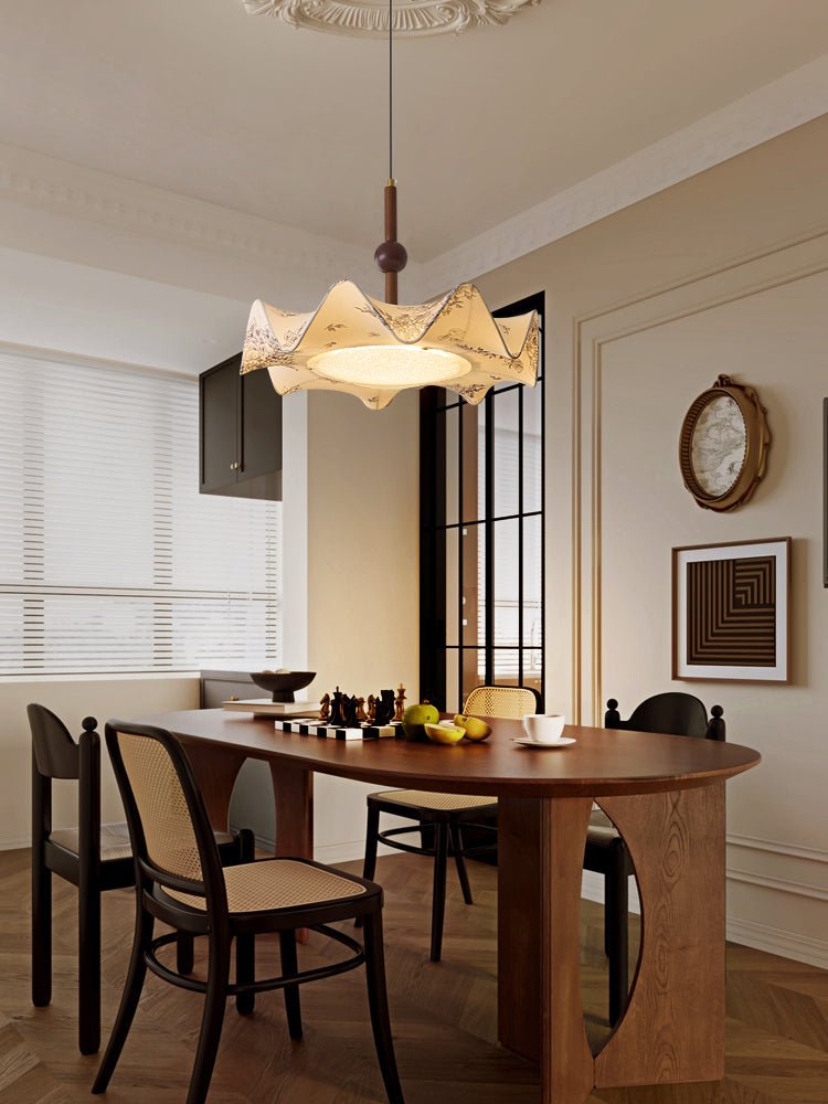 Zoshaos Suspension en Tissu Vintage et Bois Élégant - Neutralighting