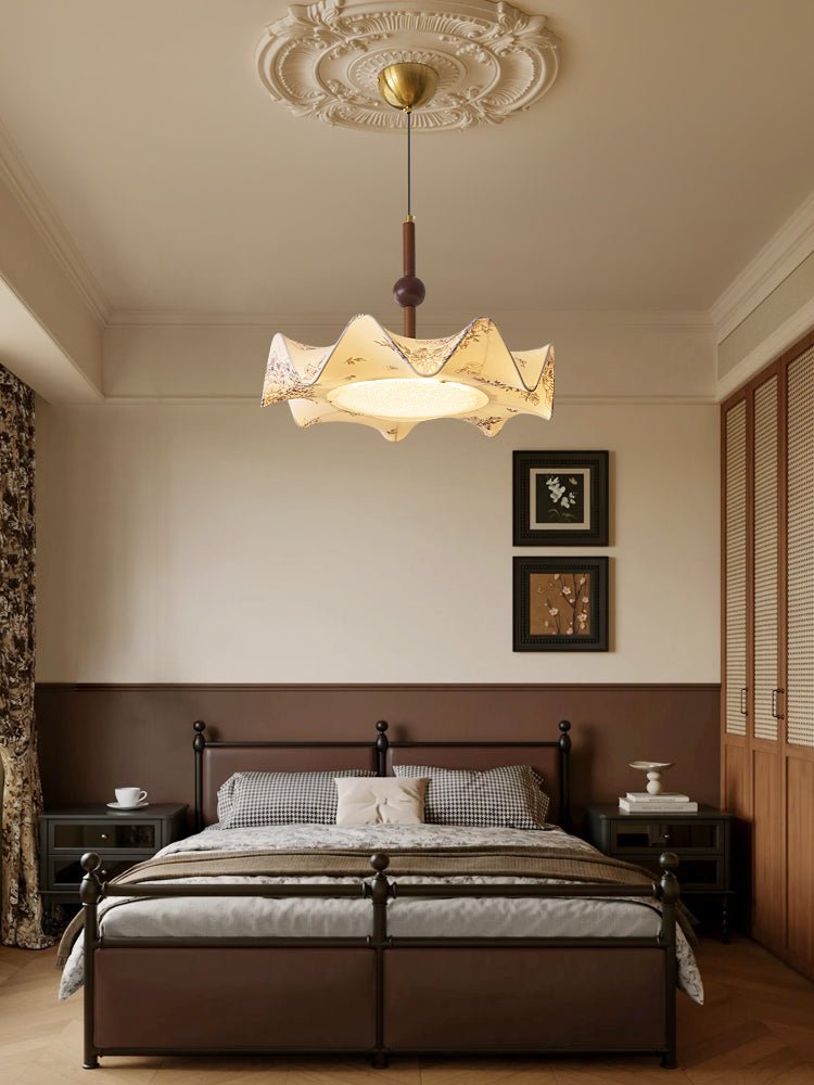 Zoshaos Suspension en Tissu Vintage et Bois Élégant - Neutralighting