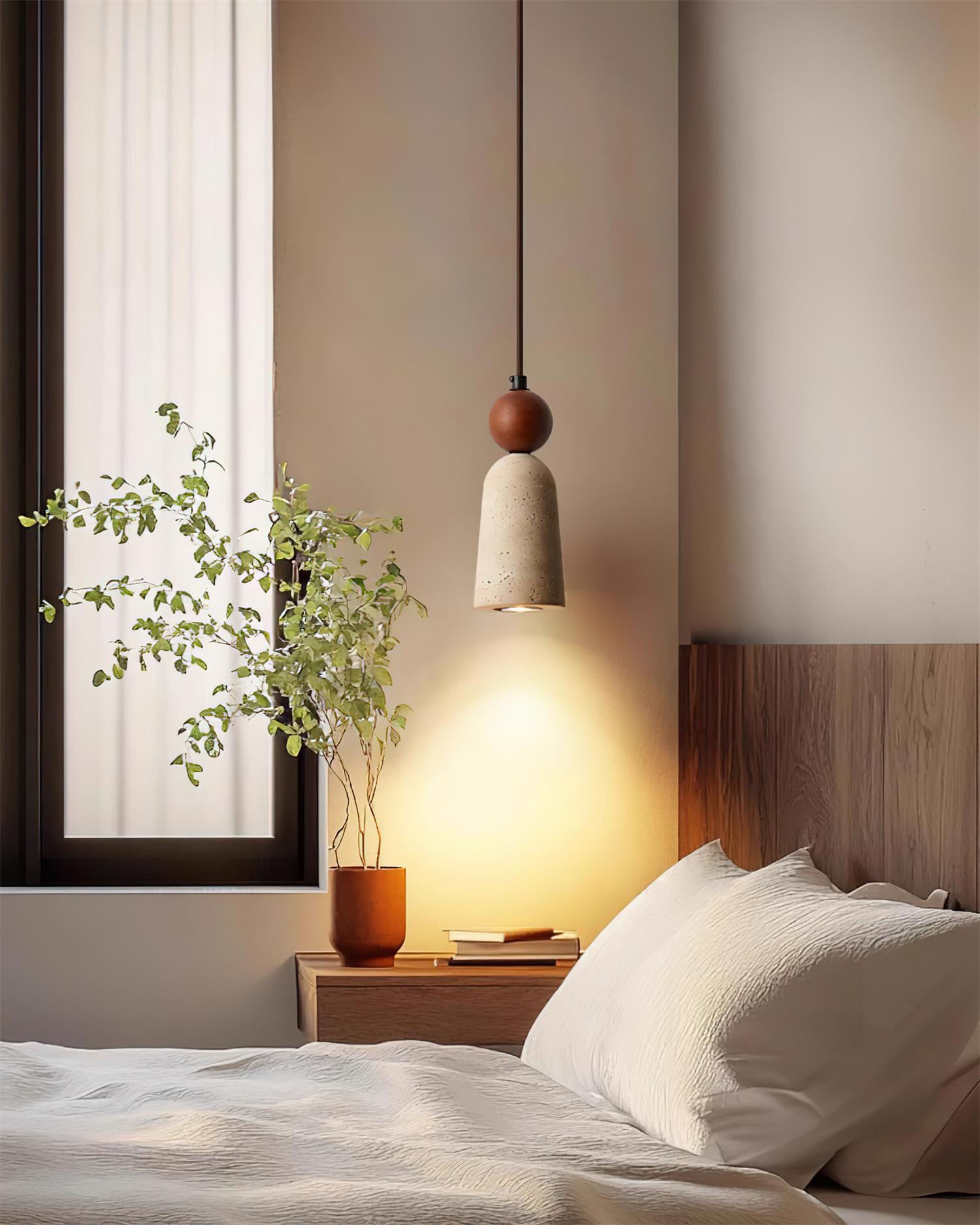 Bellaro Suspension Travertin et Bois - Neutralighting