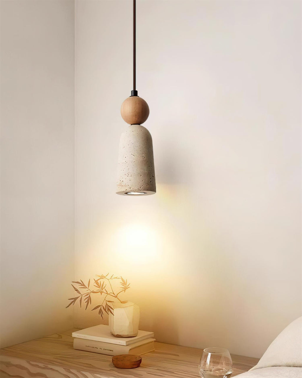 Bellaro Suspension Travertin et Bois - Neutralighting