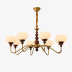 Lustra Chandelier Verre Bois Laiton Moderne 6-Lumières - Neutralighting