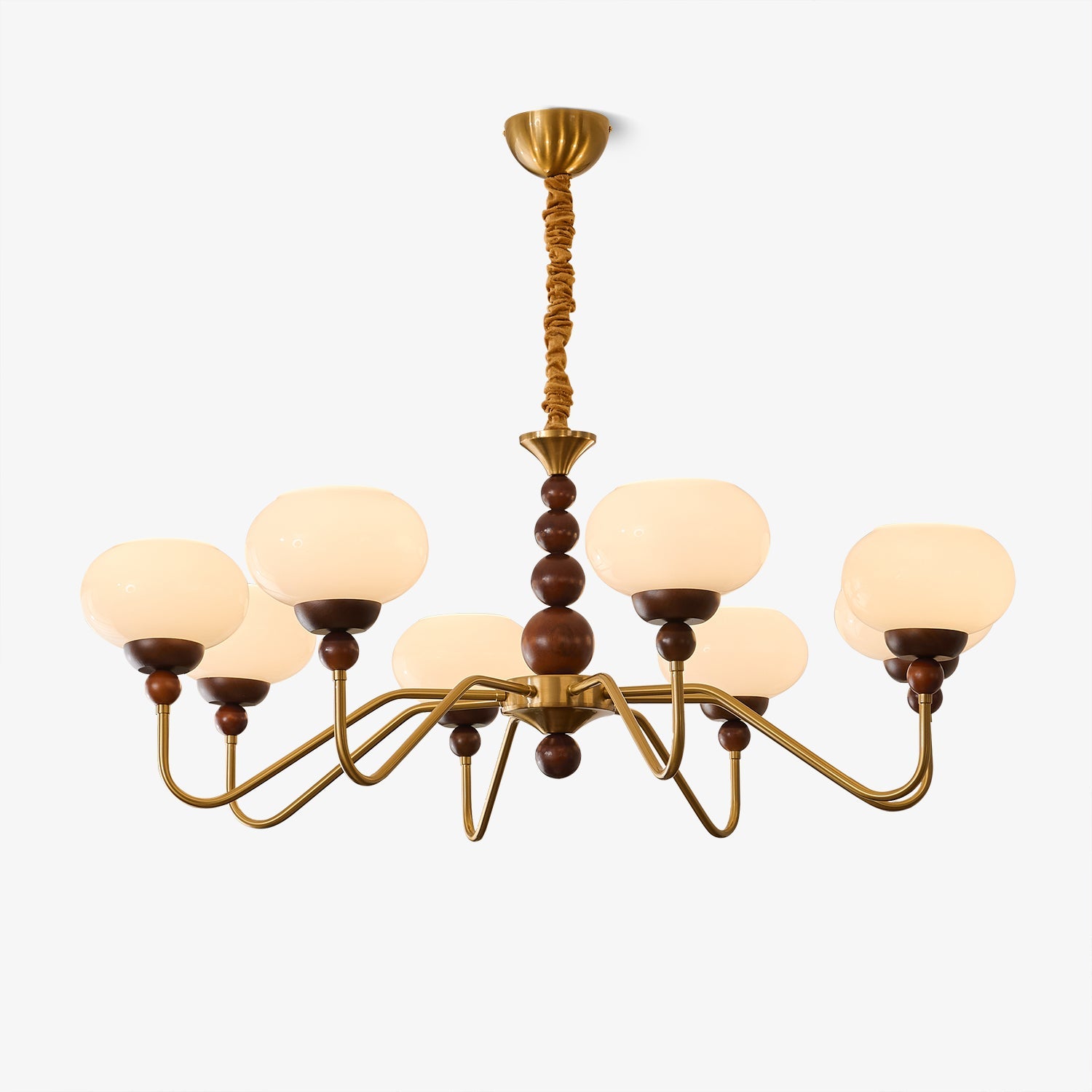 Lustra Chandelier Verre Bois Laiton Moderne 6-Lumières - Neutralighting