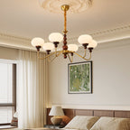 Lustra Chandelier Verre Bois Laiton Moderne 6-Lumières - Neutralighting