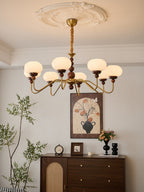 Lustra Chandelier Verre Bois Laiton Moderne 6-Lumières - Neutralighting