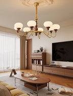 Lustra Chandelier Verre Bois Laiton Moderne 6-Lumières - Neutralighting