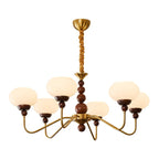 Lustra Chandelier Verre Bois Laiton Moderne 6-Lumières - Neutralighting