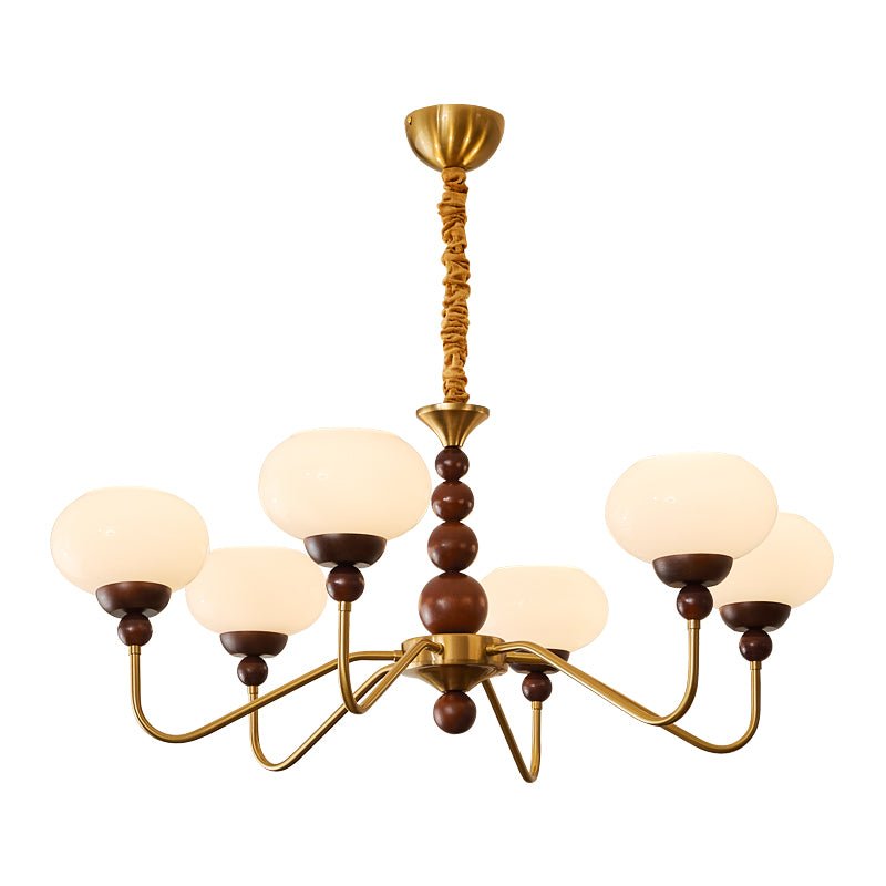 Lustra Chandelier Verre Bois Laiton Moderne 6-Lumières - Neutralighting