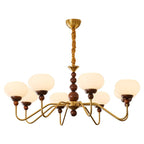 Lustra Chandelier Verre Bois Laiton Moderne 6-Lumières - Neutralighting
