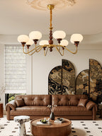 Lustra Chandelier Verre Bois Laiton Moderne 6-Lumières - Neutralighting