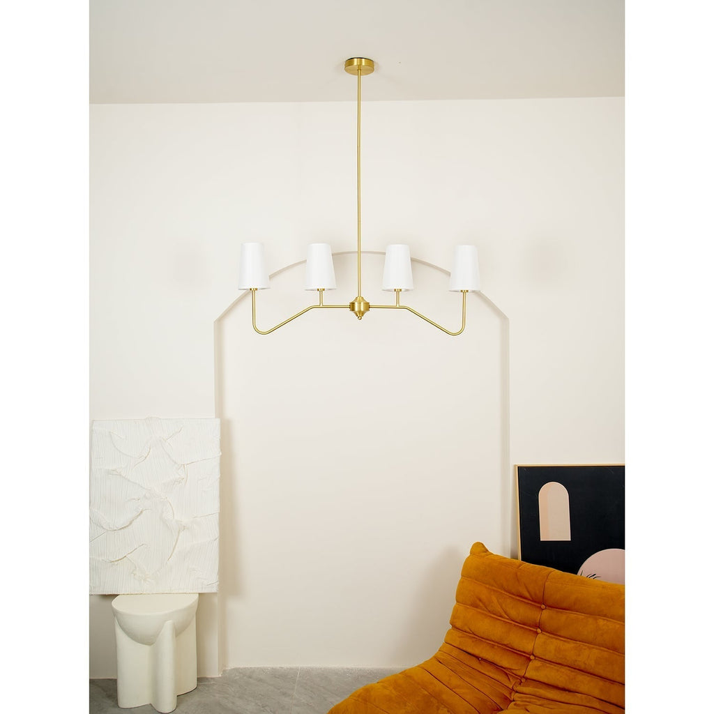 Lustra Chandelier Laiton Courbé Beige Linéaire - Neutralighting