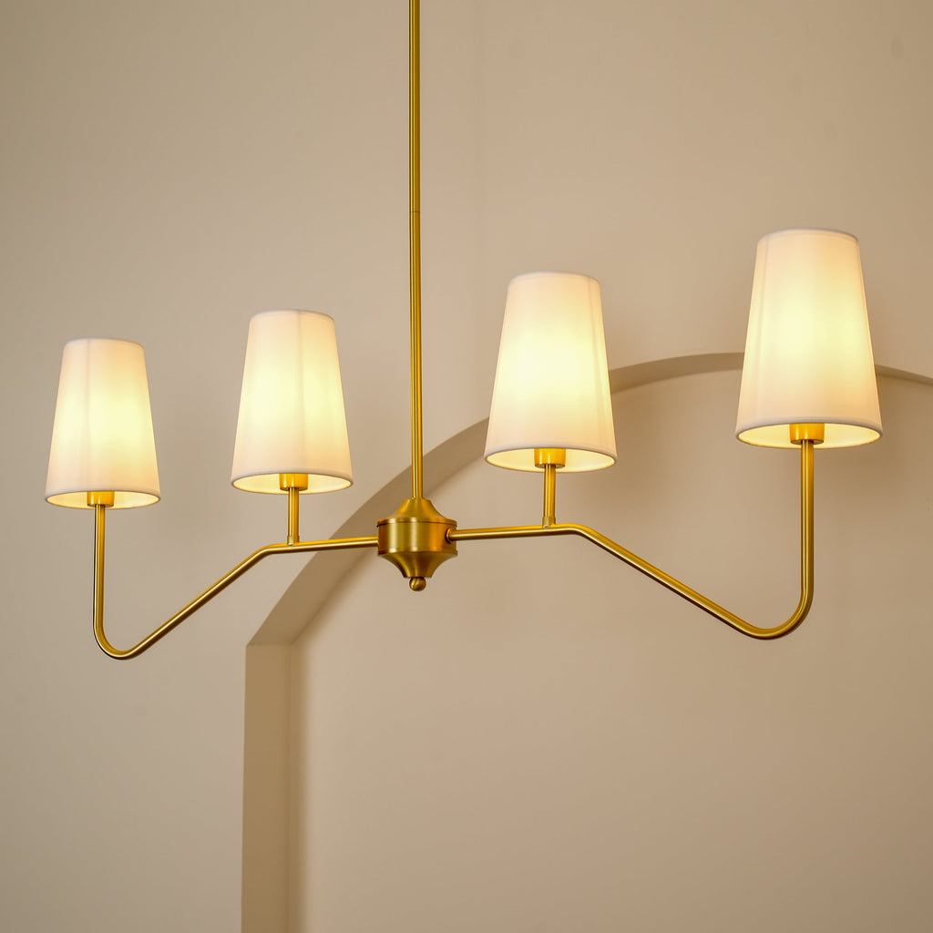 Lustra Chandelier Laiton Courbé Beige Linéaire - Neutralighting