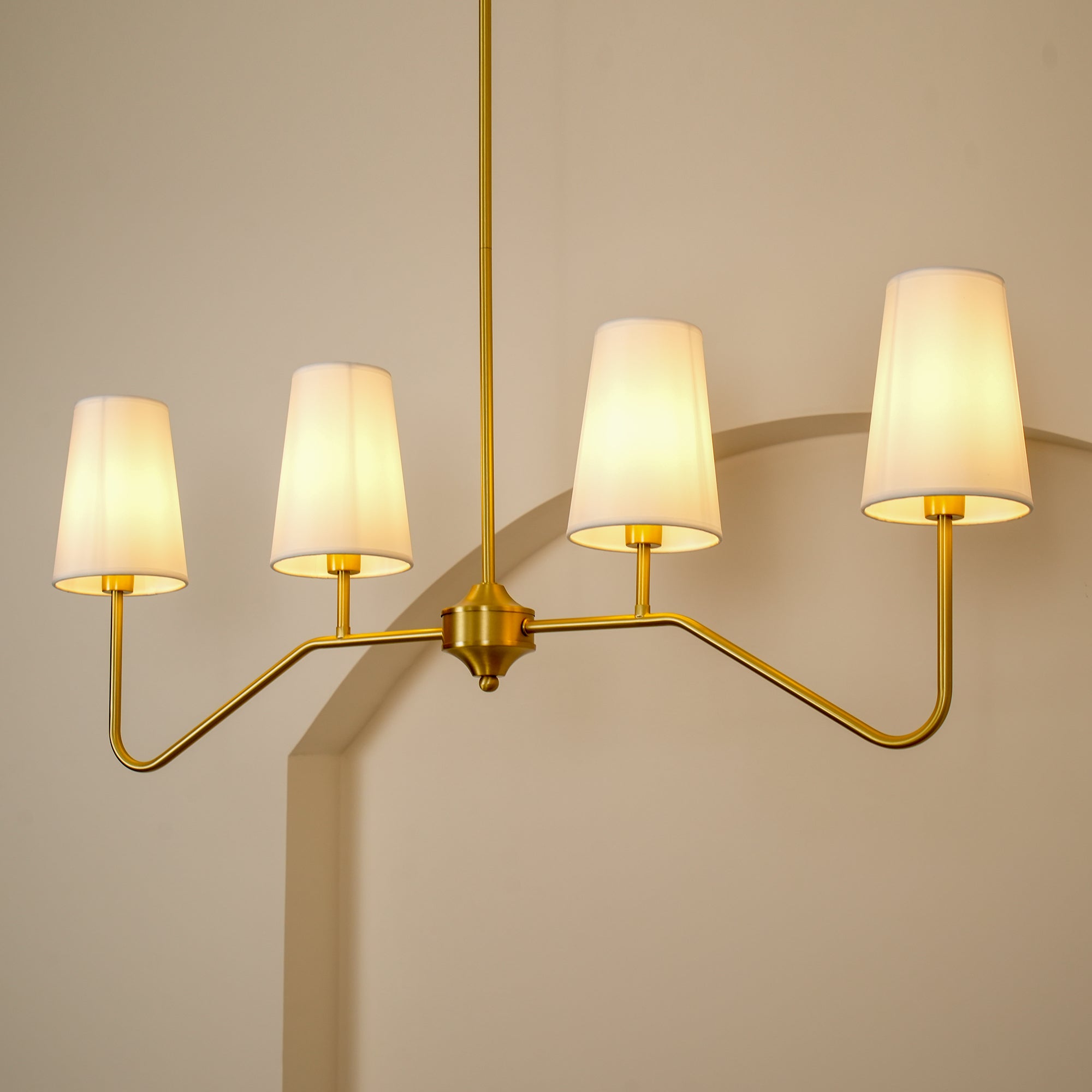 Lustra Chandelier Laiton Courbé Beige Linéaire - Neutralighting