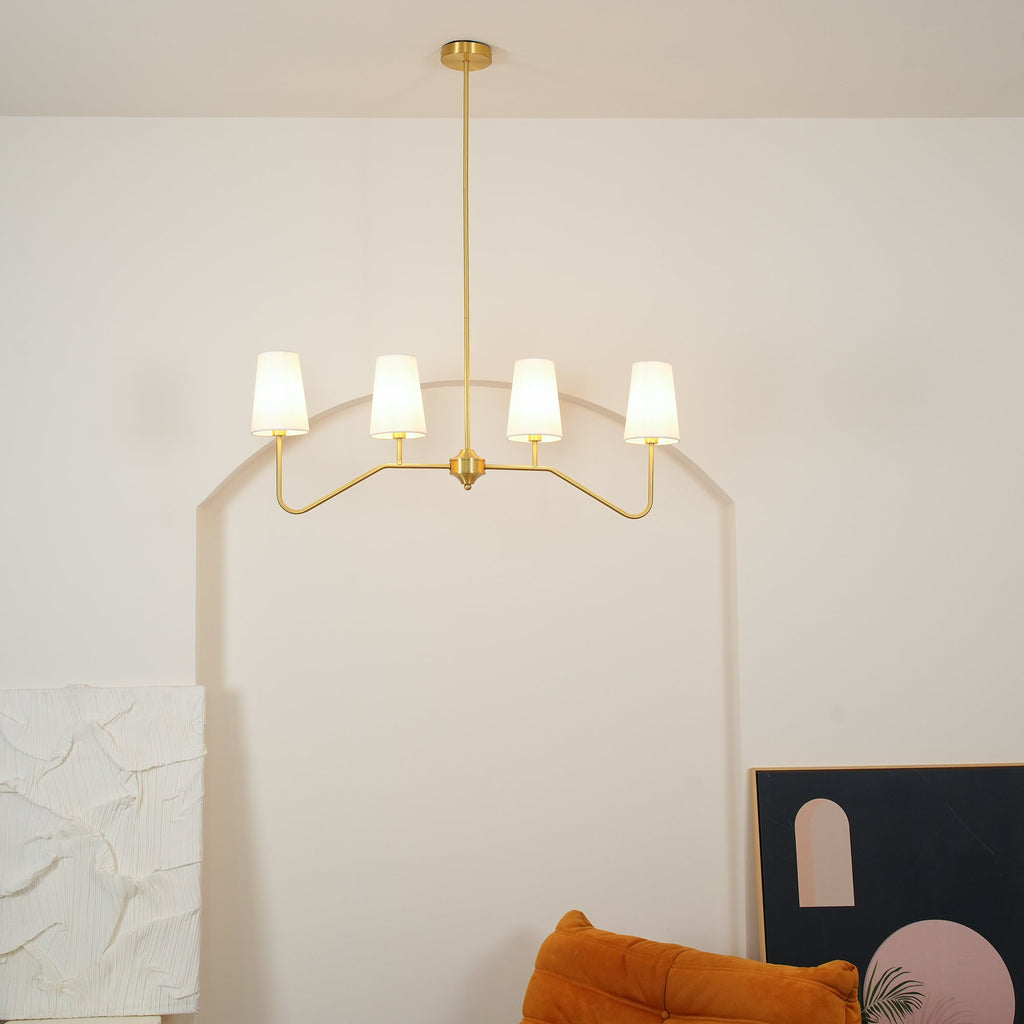 Lustra Chandelier Laiton Courbé Beige Linéaire - Neutralighting