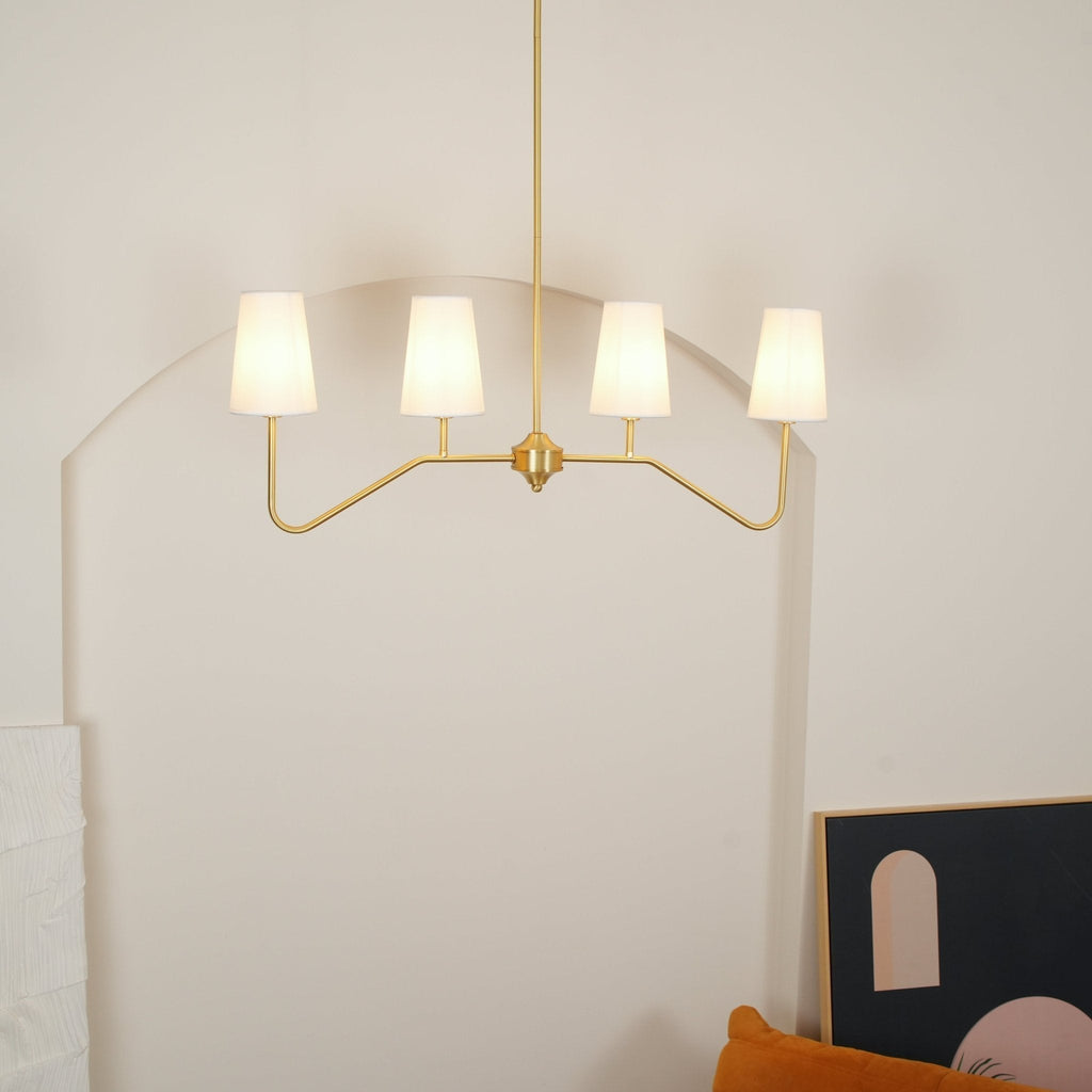 Lustra Chandelier Laiton Courbé Beige Linéaire - Neutralighting