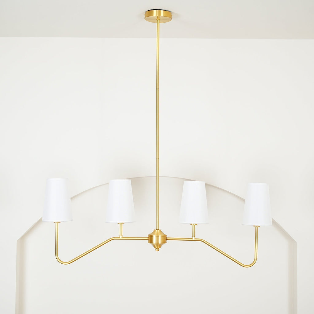 Lustra Chandelier Laiton Courbé Beige Linéaire - Neutralighting