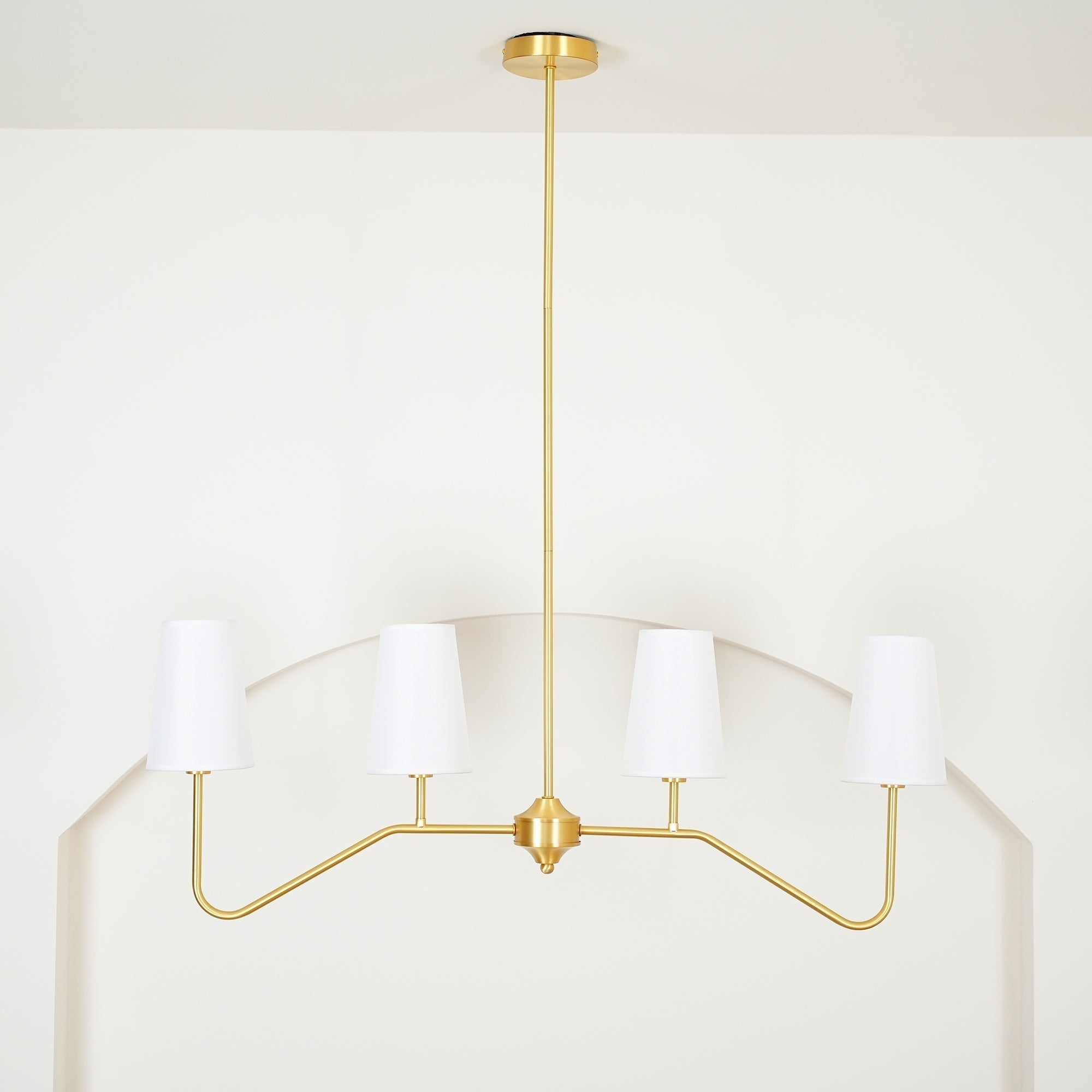 Lustra Chandelier Laiton Courbé Beige Linéaire - Neutralighting