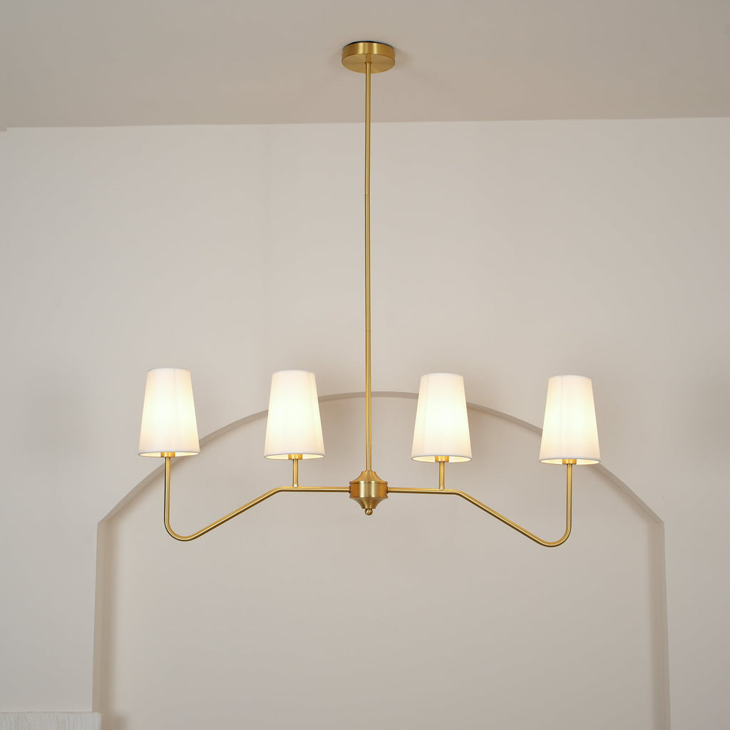 Lustra Chandelier Laiton Courbé Beige Linéaire - Neutralighting