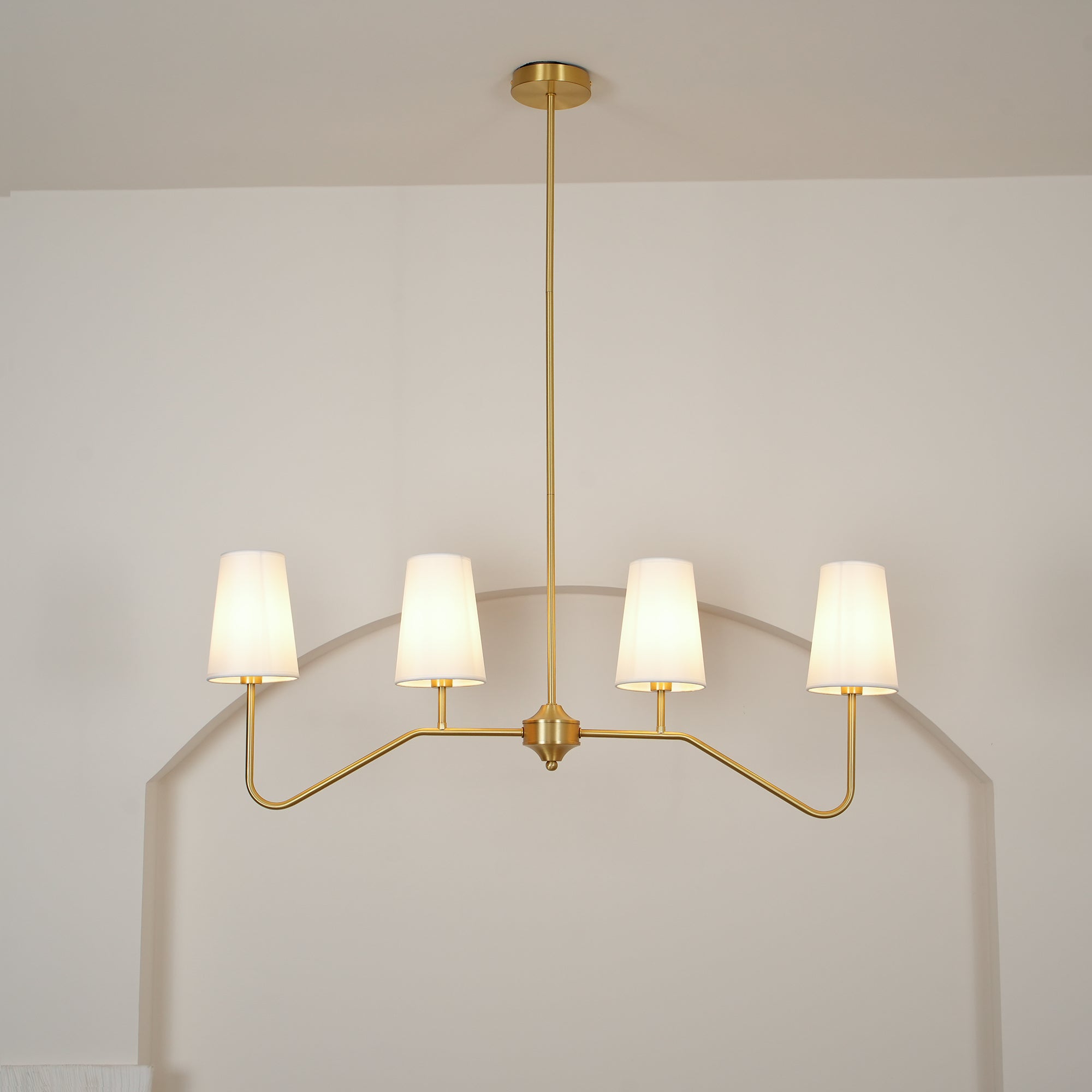 Lustra Chandelier Laiton Courbé Beige Linéaire - Neutralighting