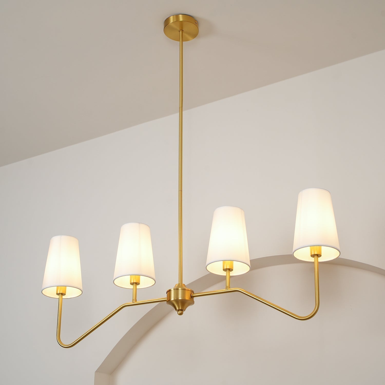 Lustra Chandelier Laiton Courbé Beige Linéaire - Neutralighting