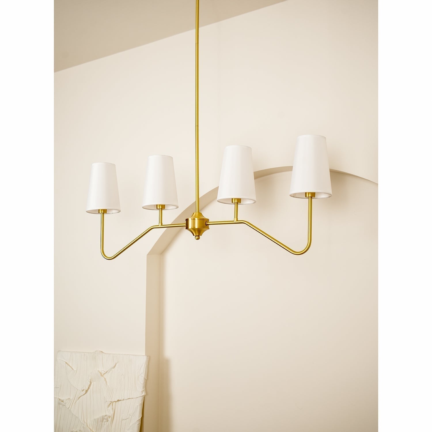 Lustra Chandelier Laiton Courbé Beige Linéaire - Neutralighting