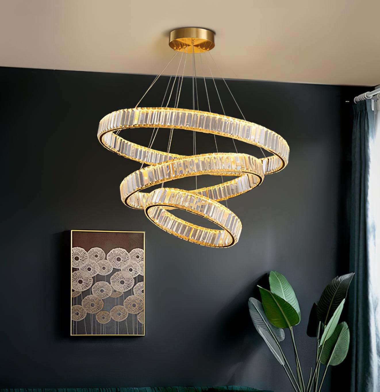Lustra Chandelier Anneau en Cristal Doré - Neutralighting