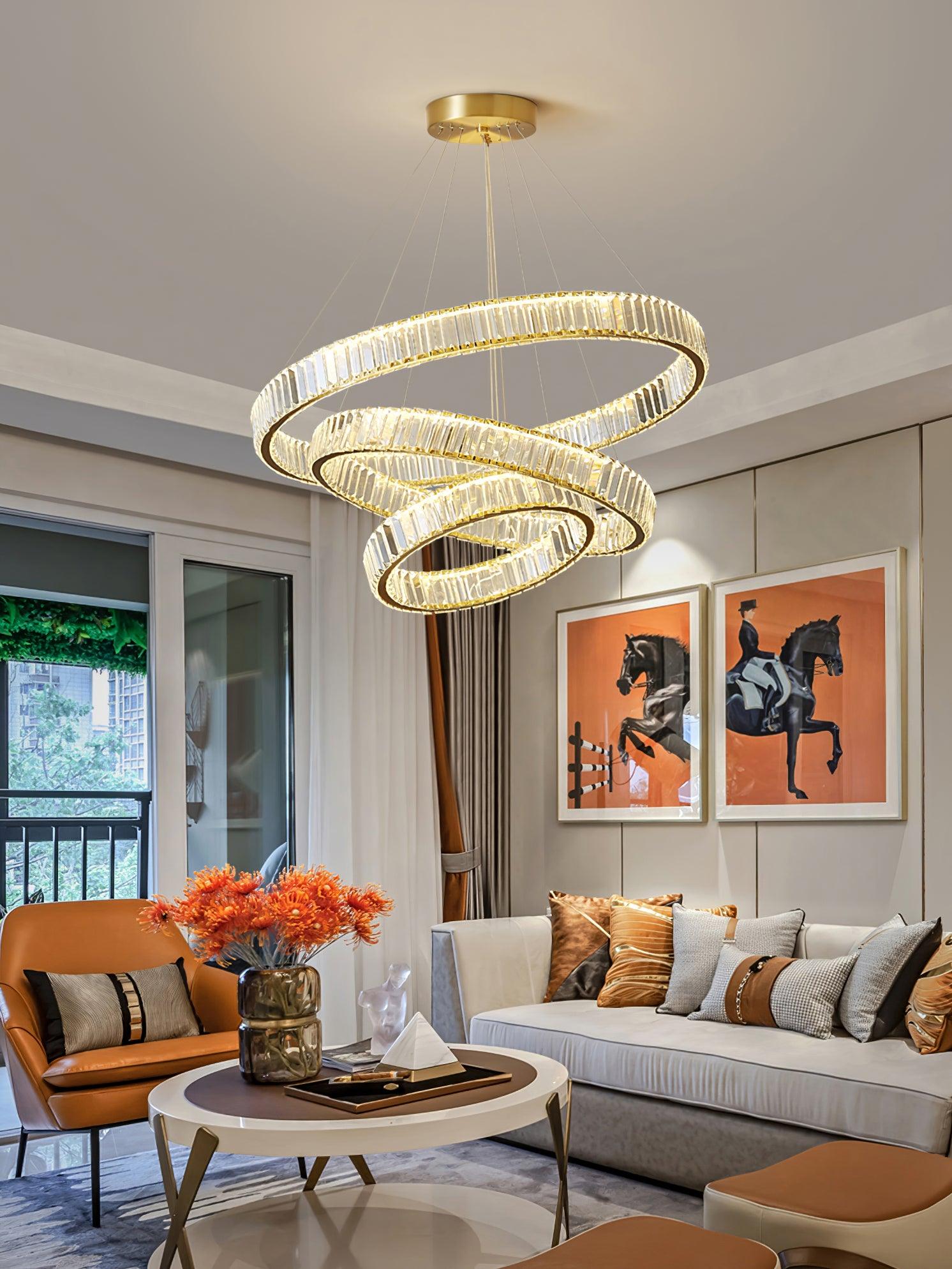Lustra Chandelier Anneau en Cristal Doré - Neutralighting