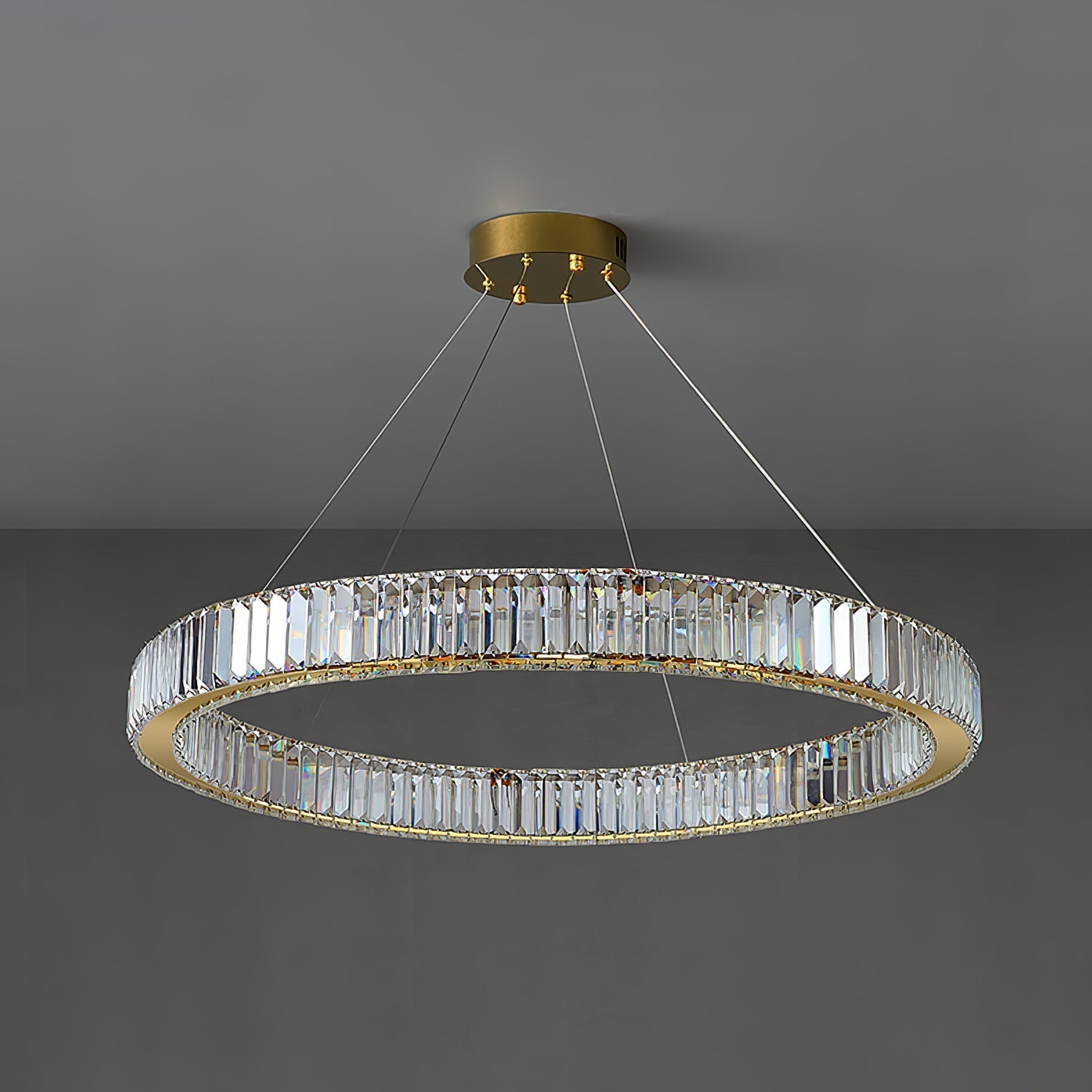 Lustra Chandelier Anneau en Cristal Doré - Neutralighting