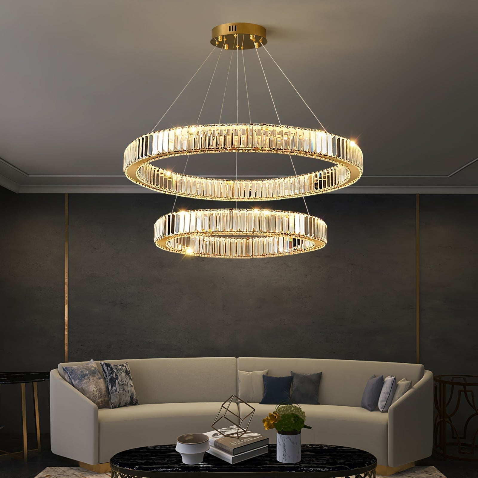 Lustra Chandelier Anneau en Cristal Doré - Neutralighting