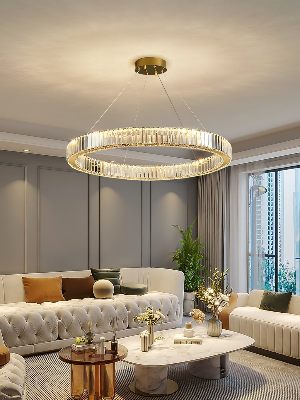 Lustra Chandelier Anneau en Cristal Doré - Neutralighting