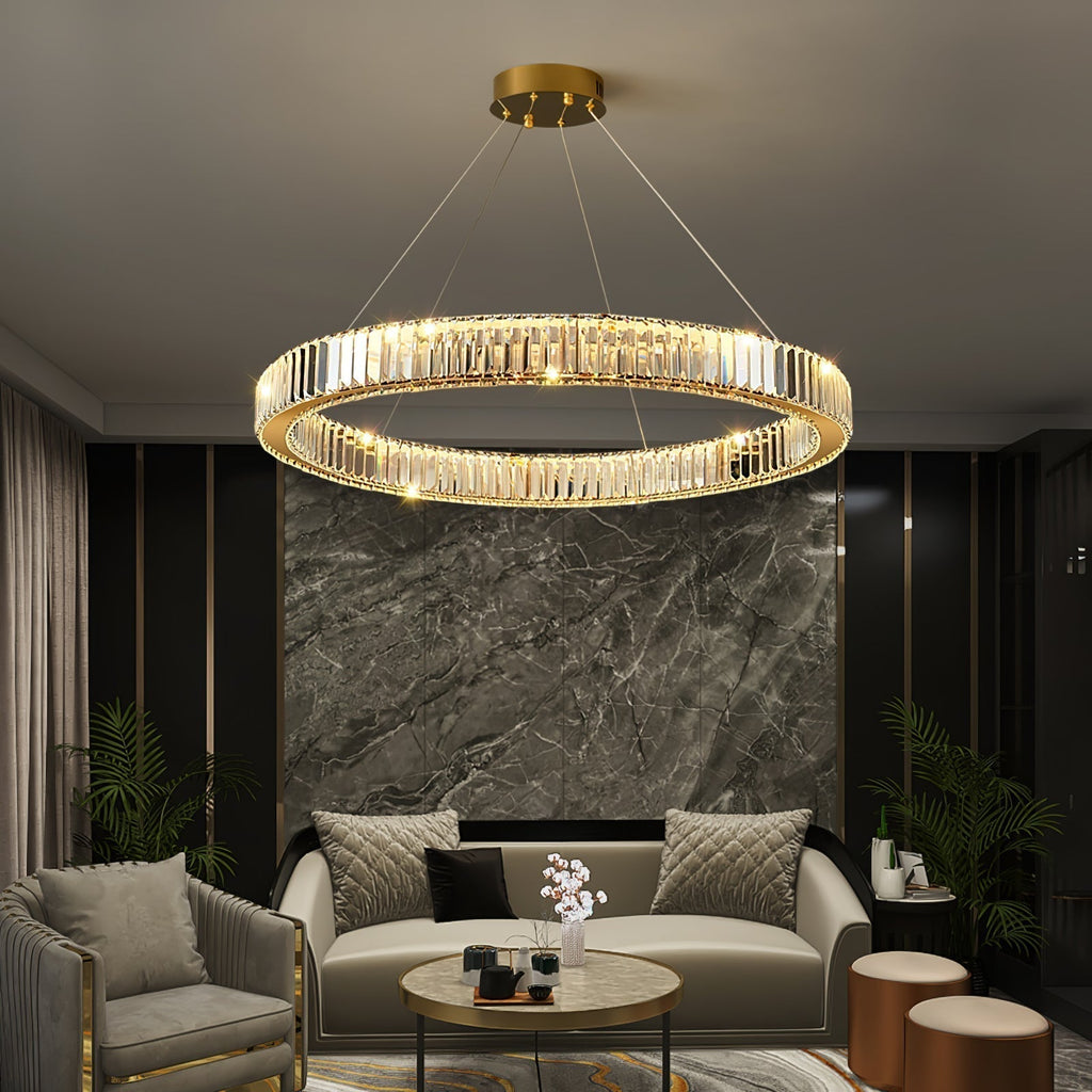 Lustra Chandelier Anneau en Cristal Doré - Neutralighting