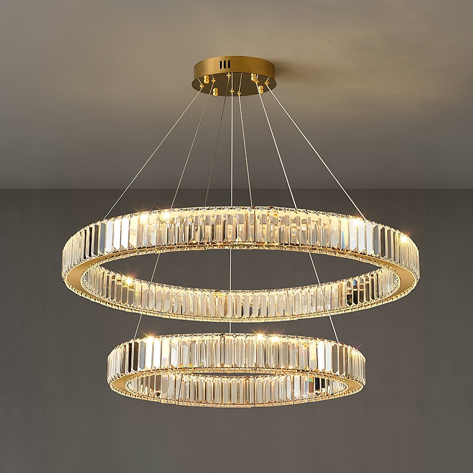 Lustra Chandelier Anneau en Cristal Doré - Neutralighting