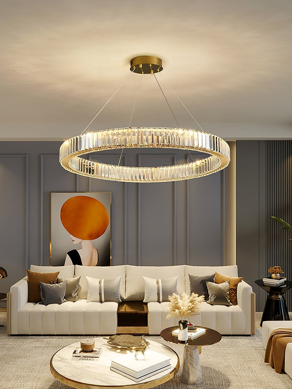 Lustra Chandelier Anneau en Cristal Doré - Neutralighting