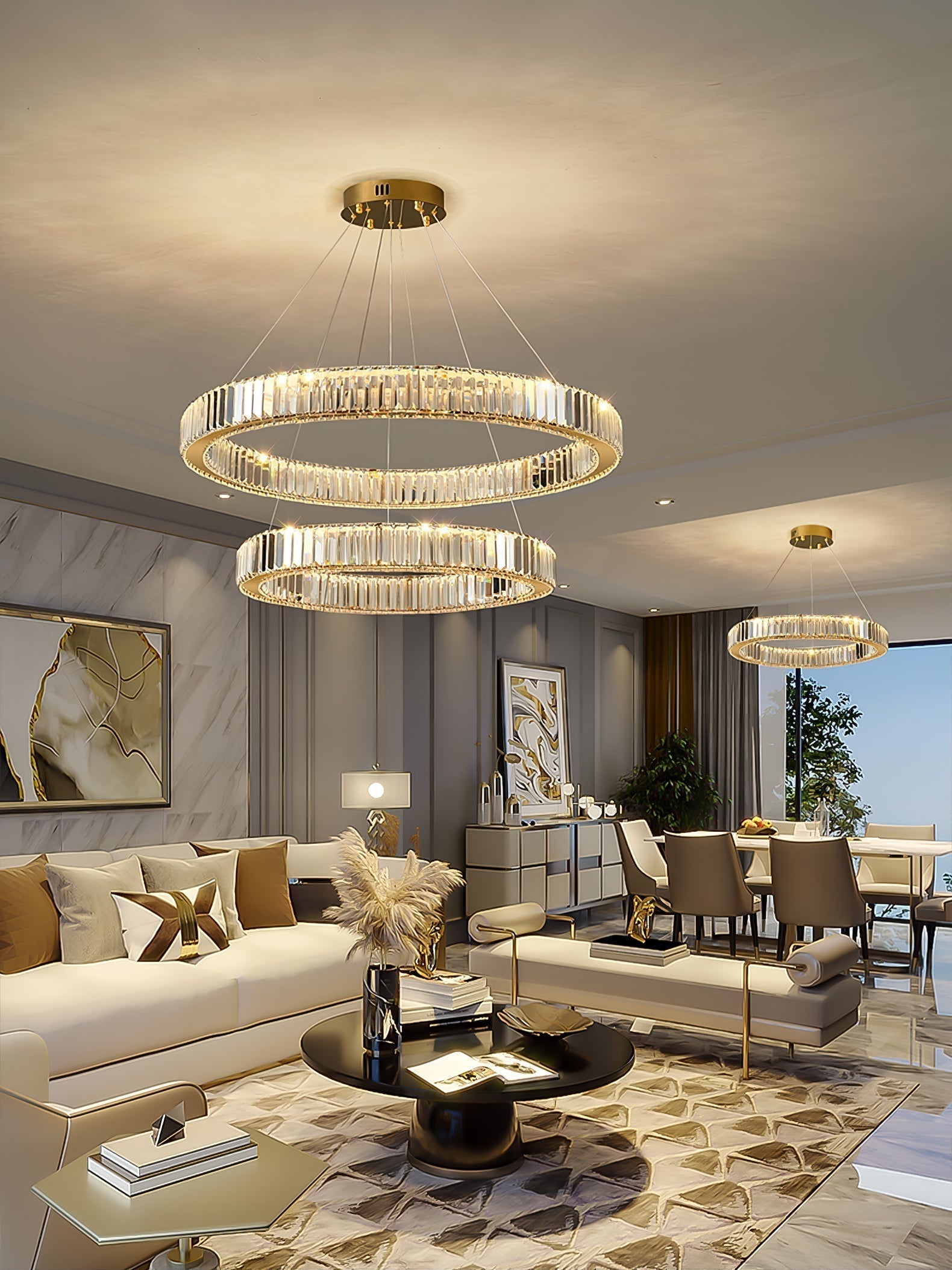 Lustra Chandelier Anneau en Cristal Doré - Neutralighting