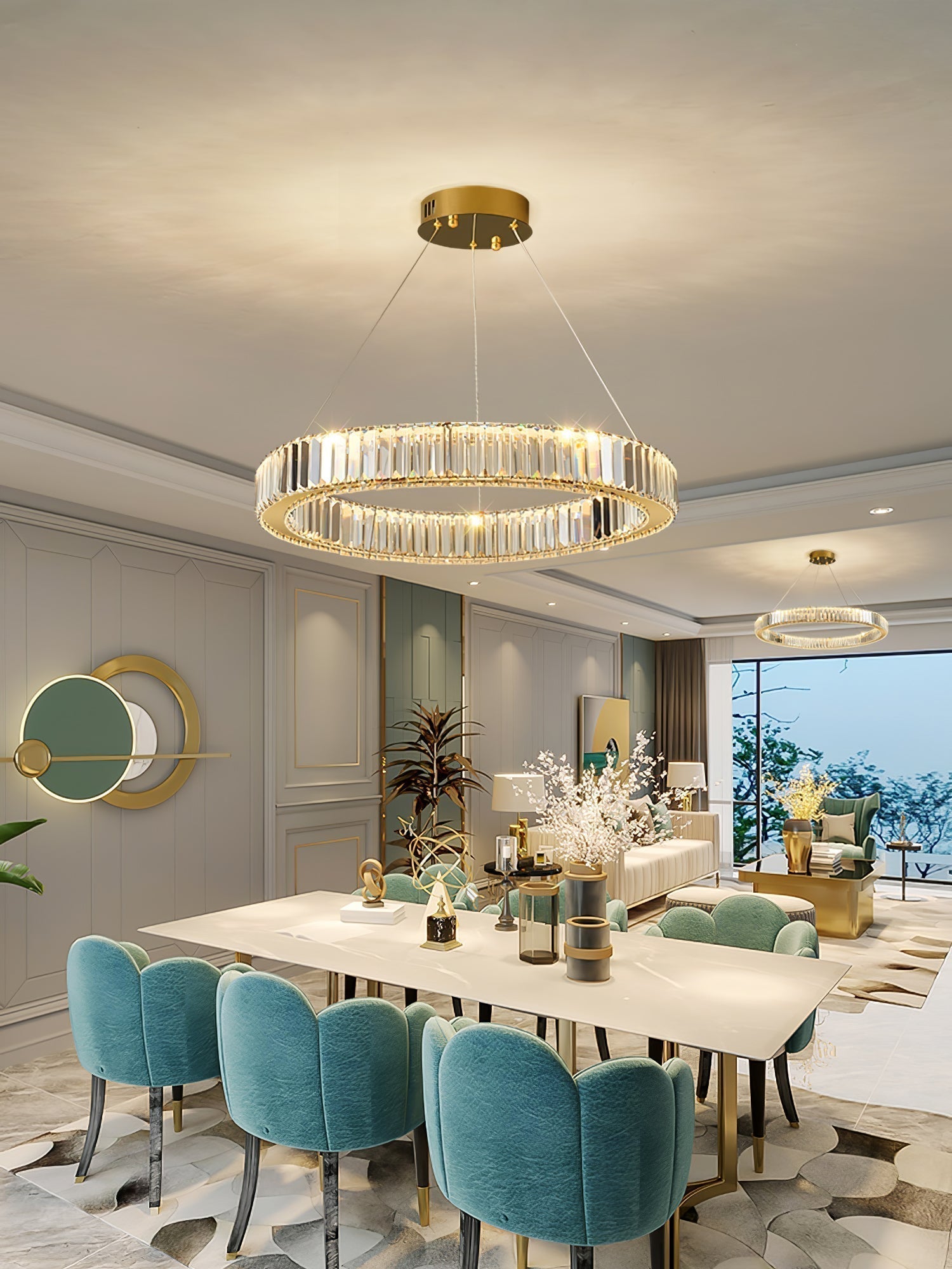 Lustra Chandelier Anneau en Cristal Doré - Neutralighting
